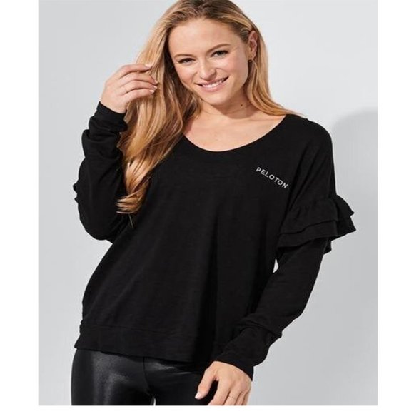 Peloton Tops - NWT Peloton Ruffle Sleeve Renew Pullover Black Top